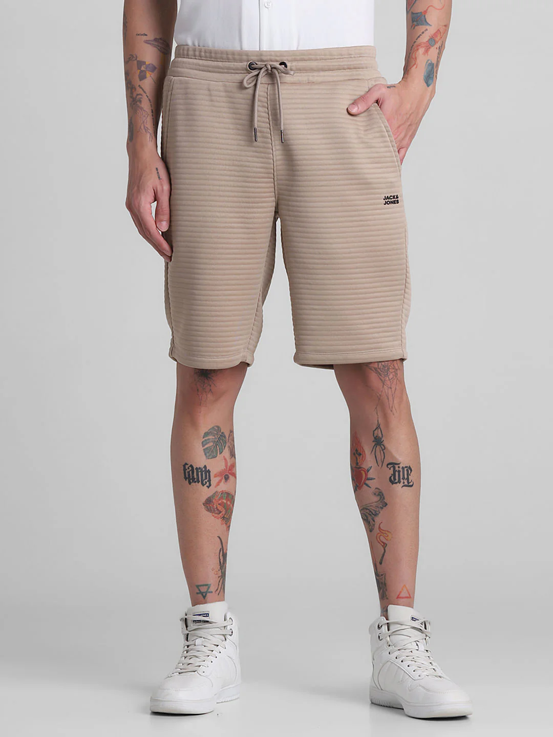 Brown mid Rise Striped Sweatshorts