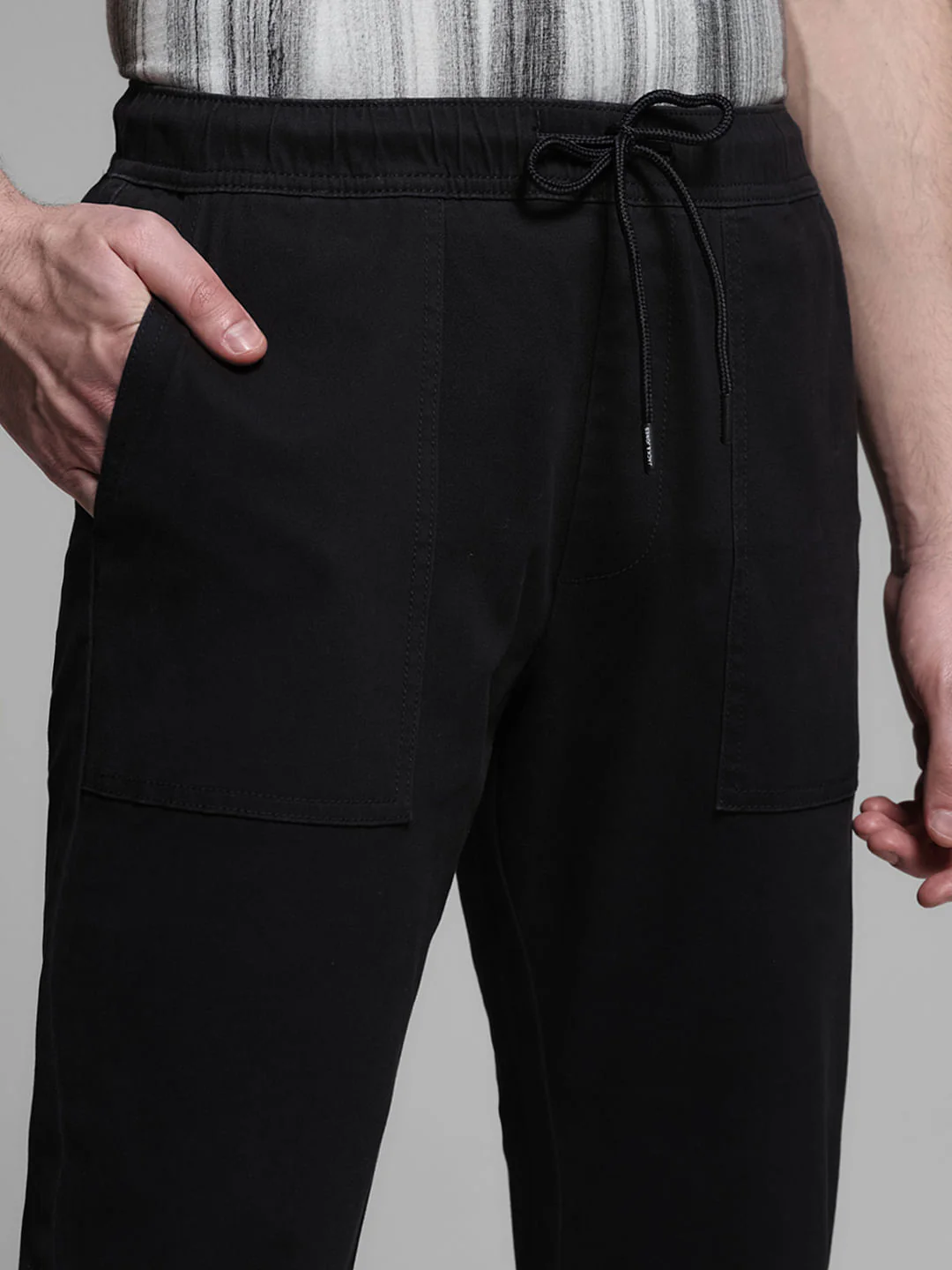 Black Mid Rise Cotton Jogger Pants - Image 4