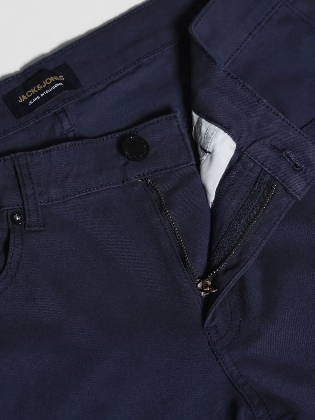 Dark Blue Mid Rise Slim Fit Pants - Image 5