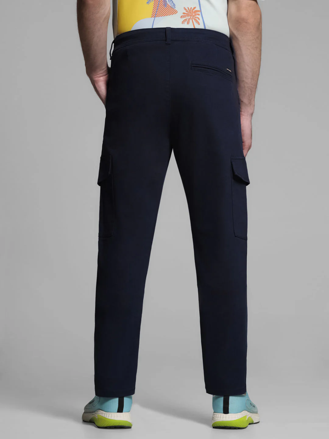 Navy Blue Mid Rise Cargo Trousers - Image 3
