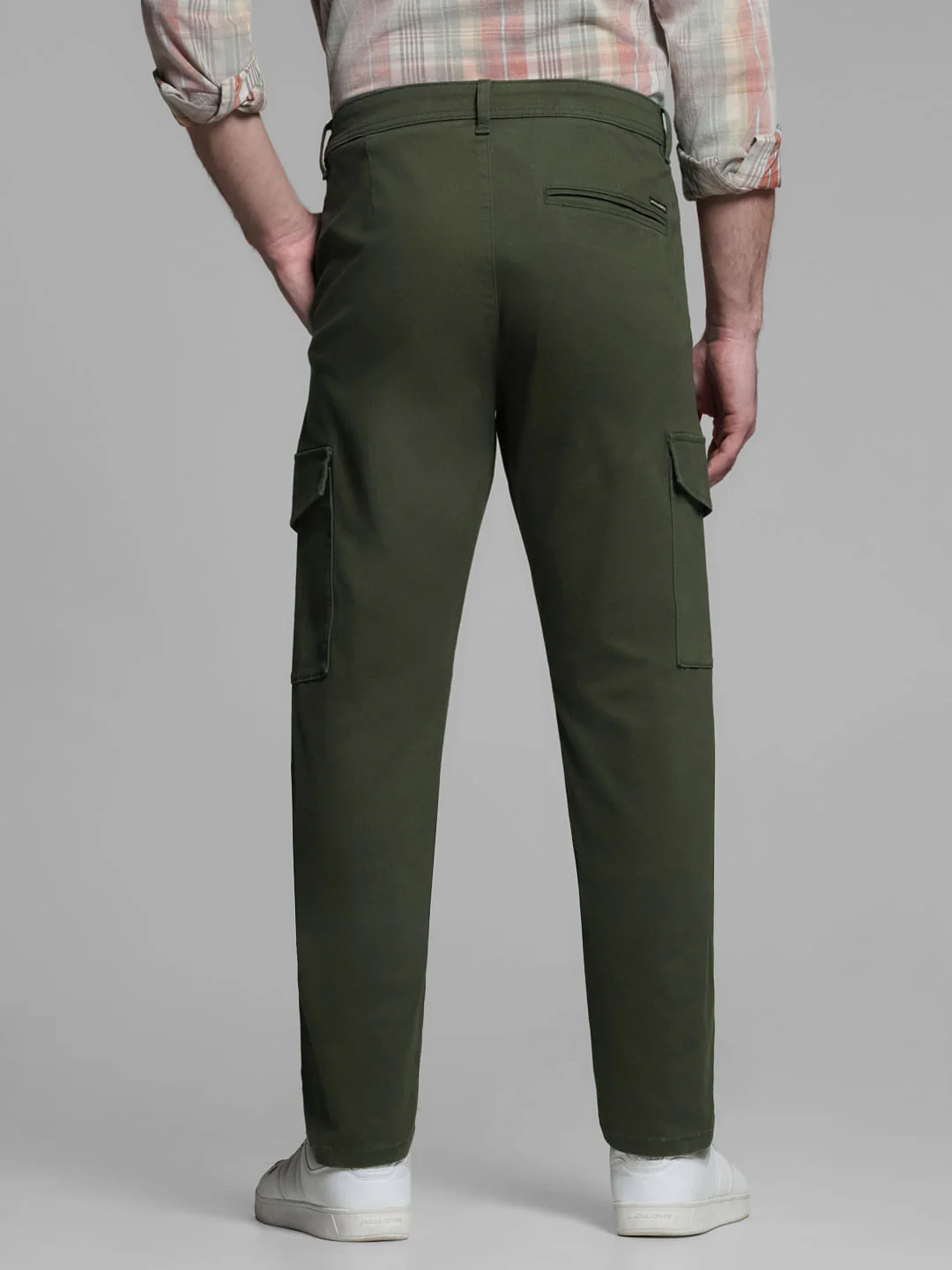 Dark Green Mid Rise Cargo Trousers - Image 3