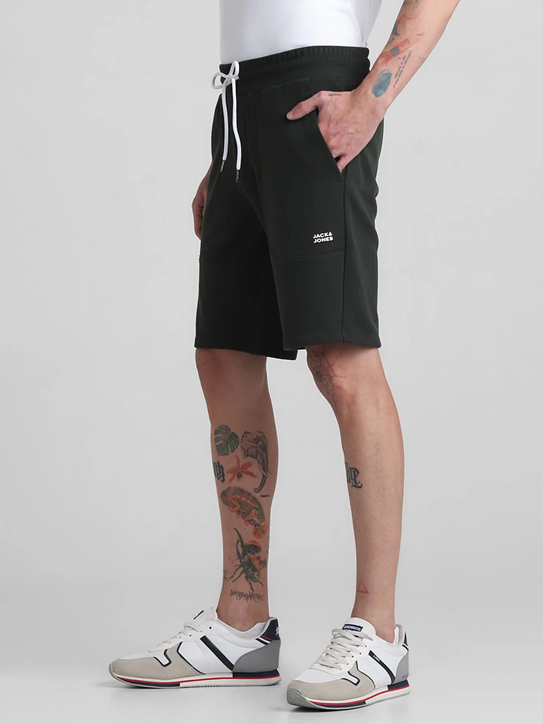 Dark Green Mid Rise Shorts - Image 2