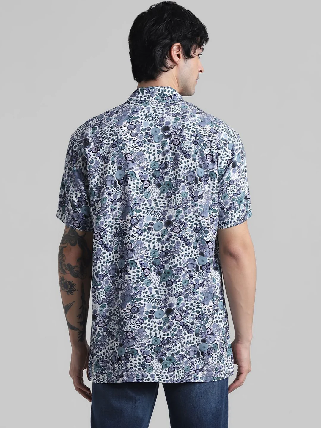 White & Blue Floral Print Shirt - Image 4
