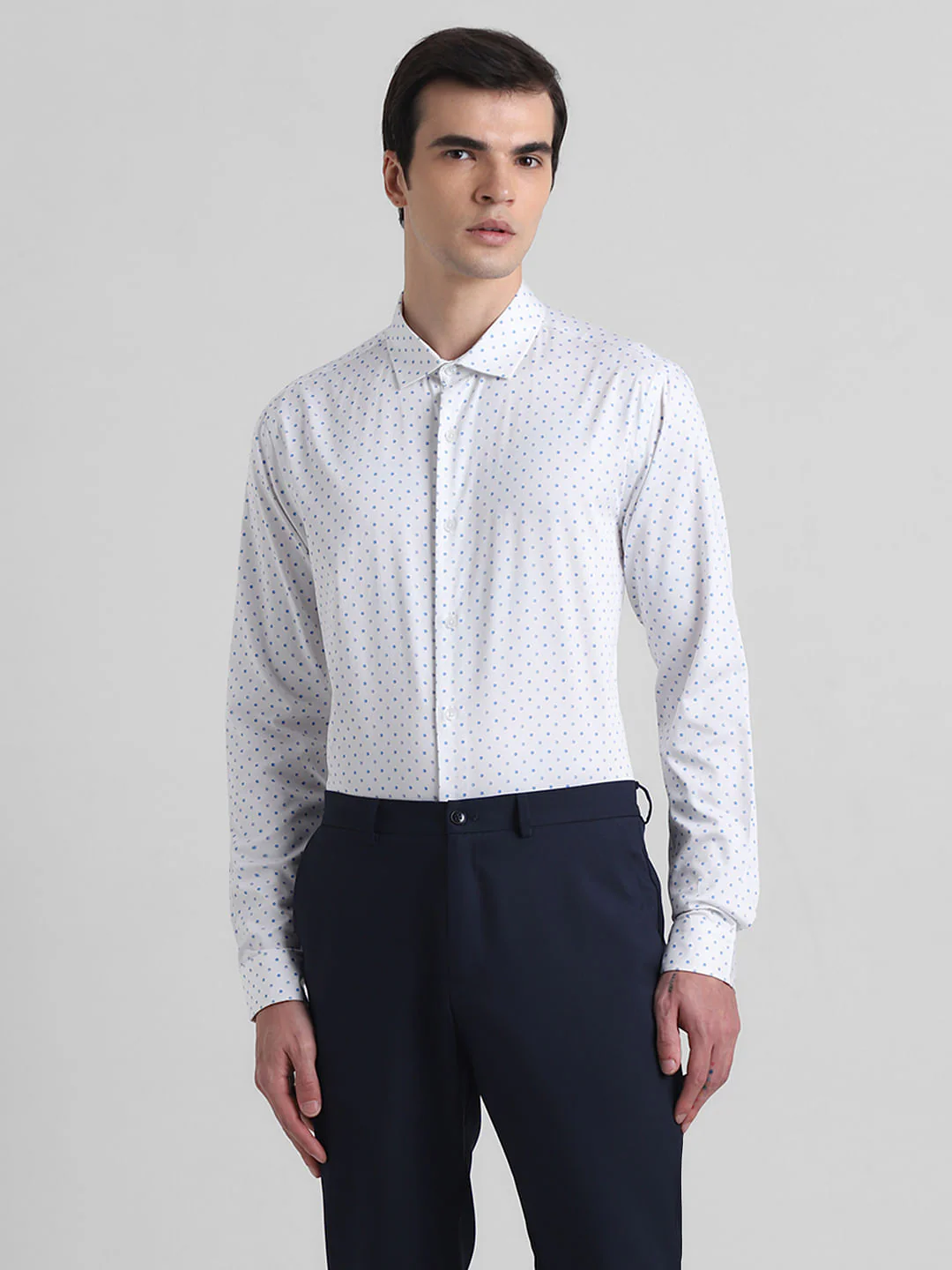 White Polka Dot Full Sleeves Shirt - Image 2