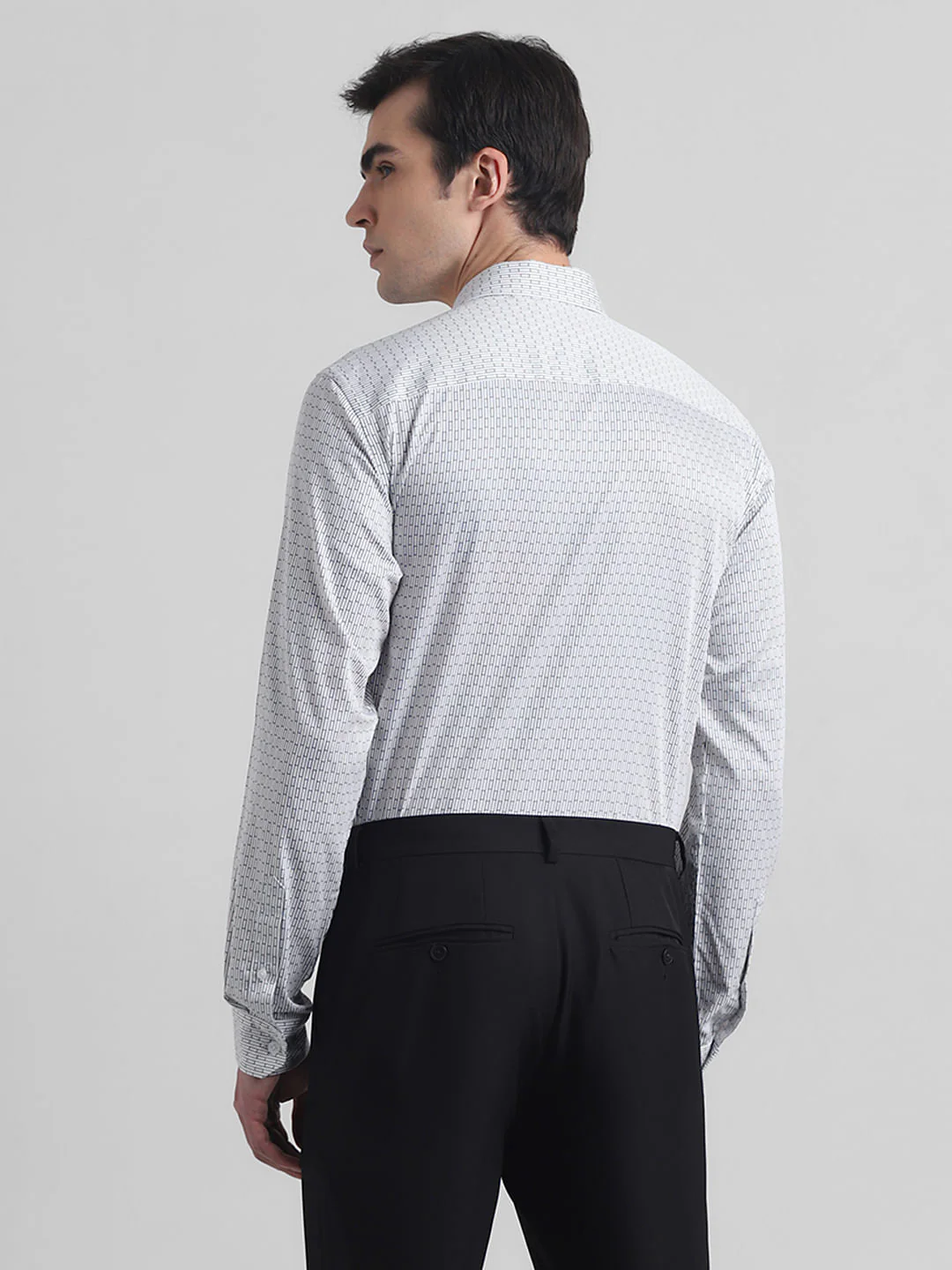 White Printed Cotton Formal Shirt - Image 4