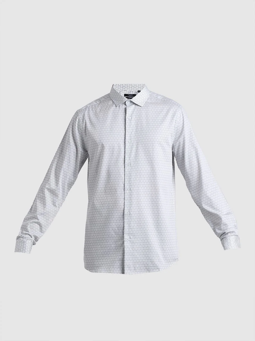 White Printed Cotton Formal Shirt - Image 7