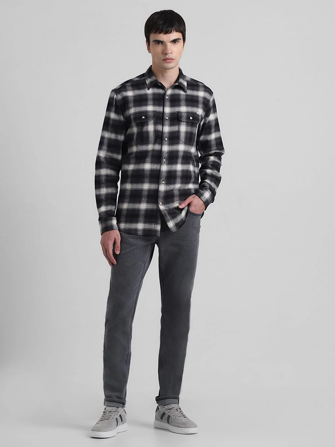 Black Check Print Cotton Shirt - Image 6