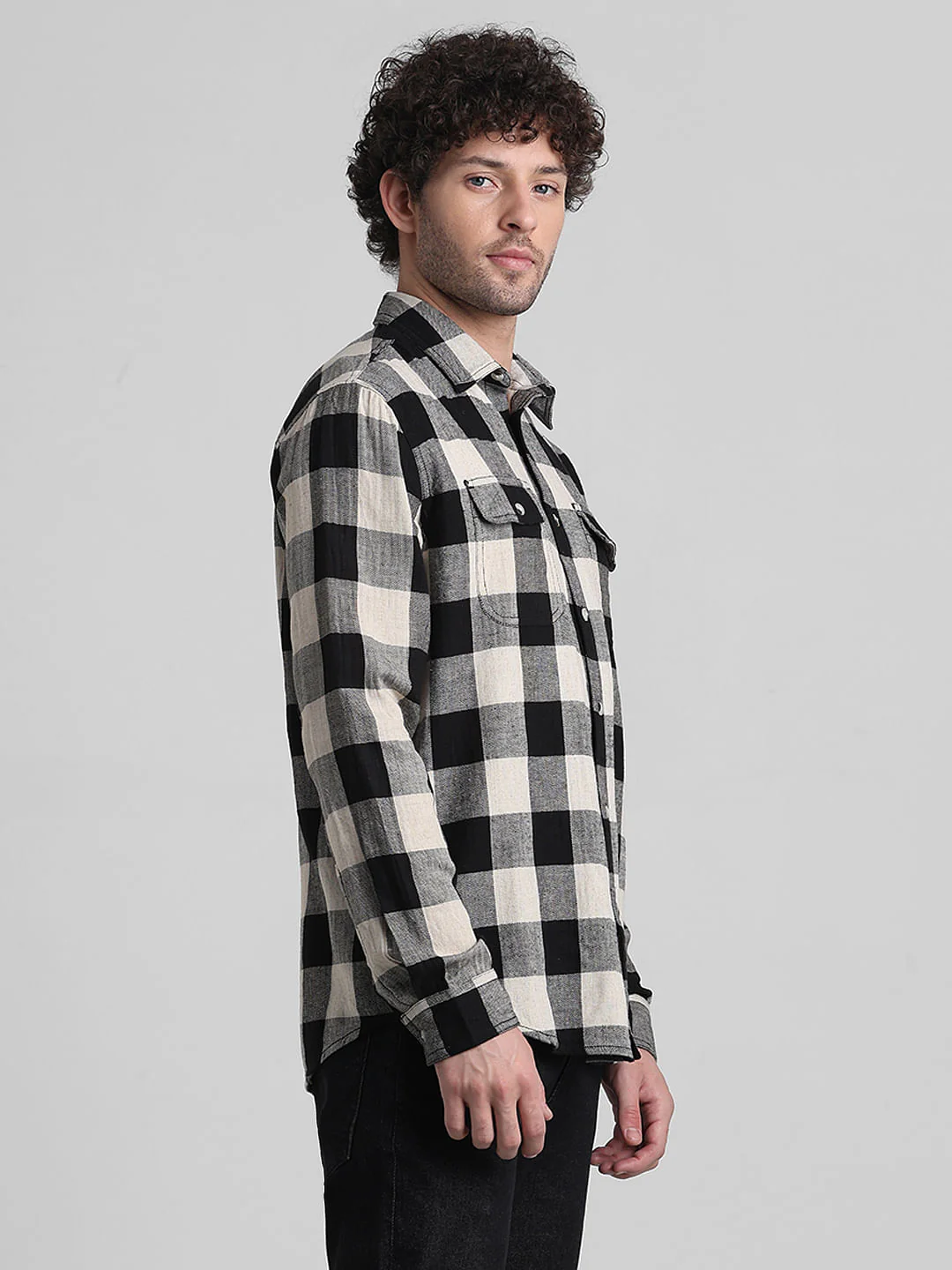 Black Check Print Full Sleeves Shirt - Image 3