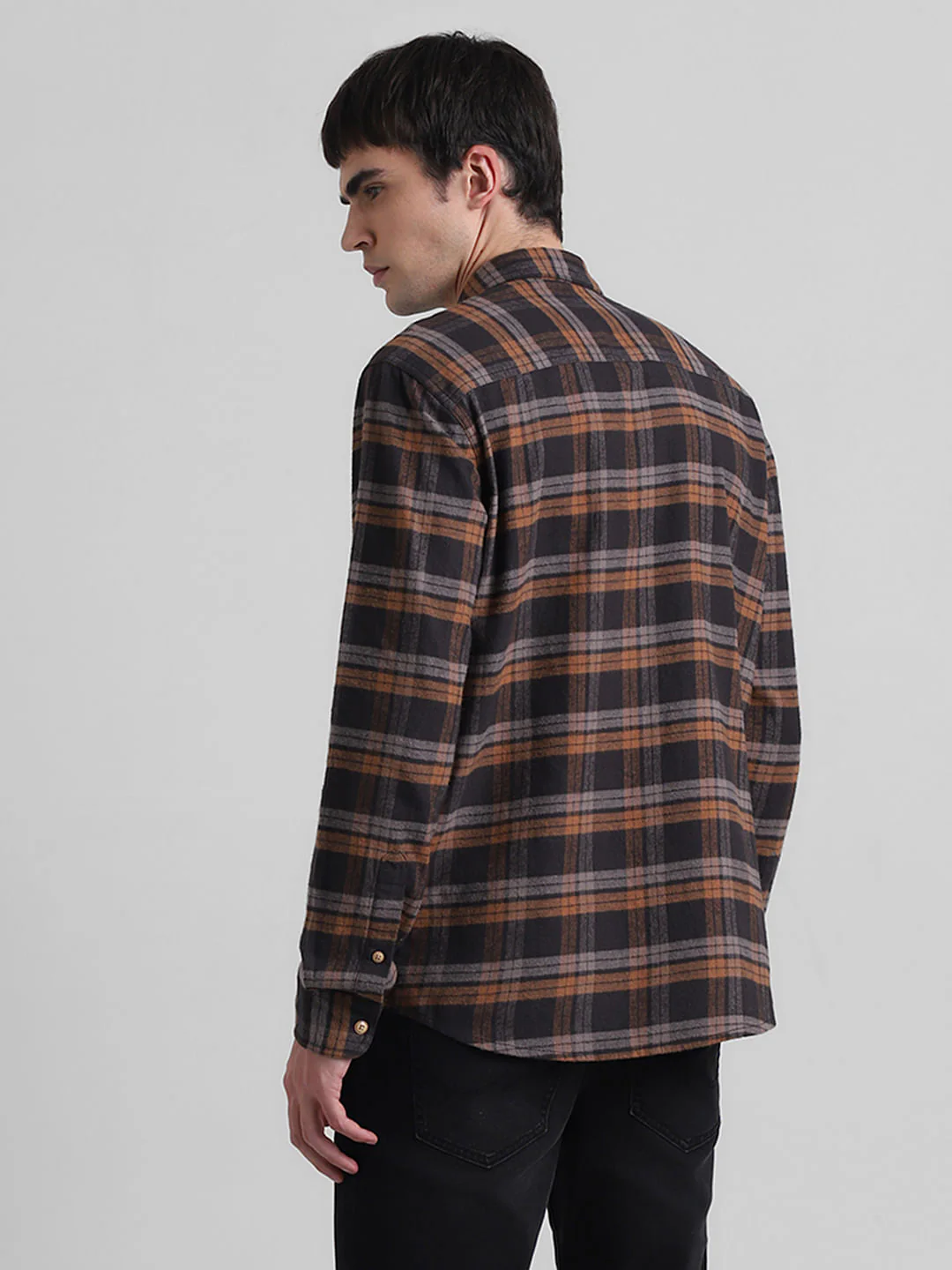 Brown Check Print Full Sleeves Shirt - Image 4