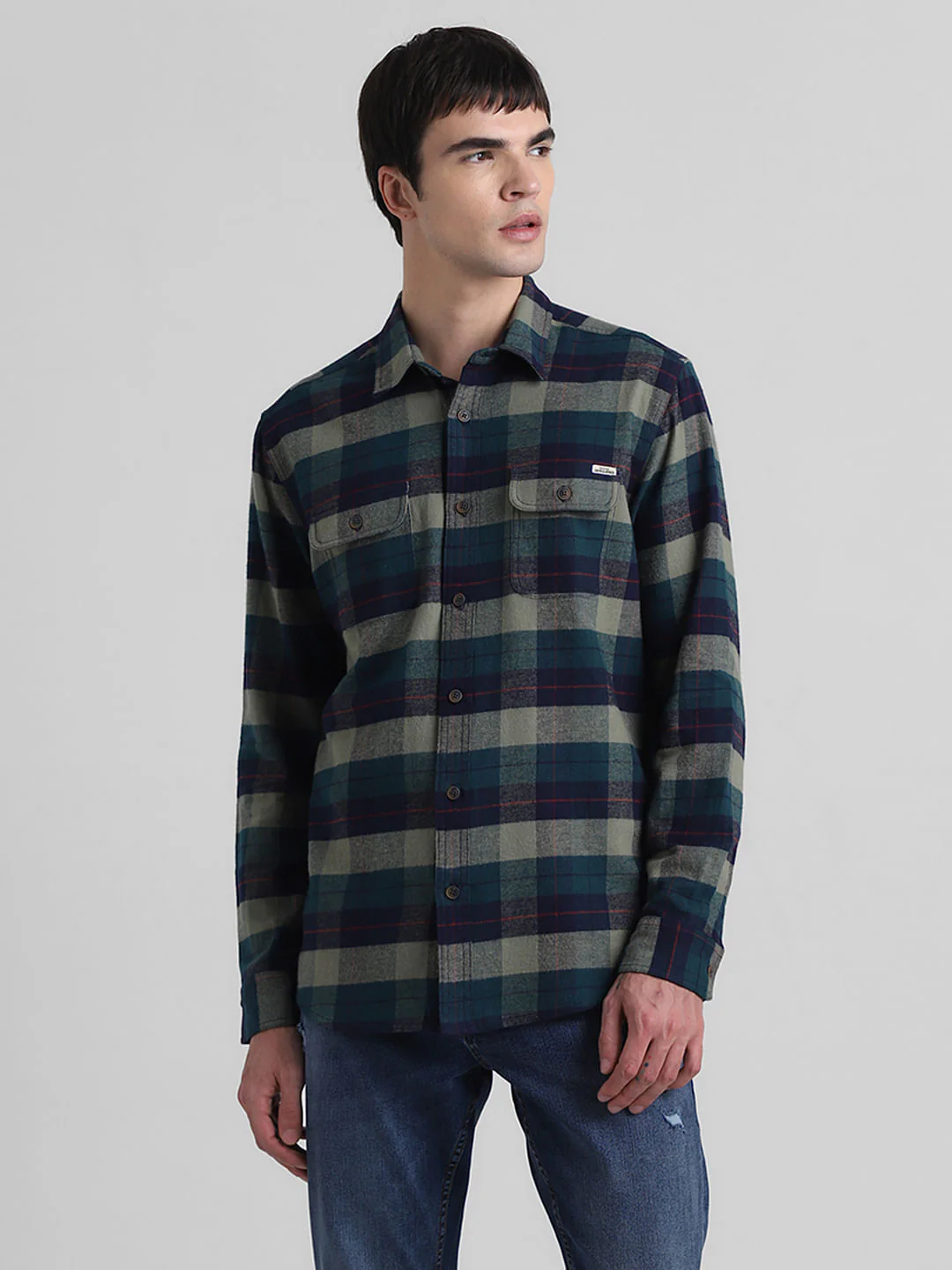 Green Check Print Full Sleeves Shirt - Image 2