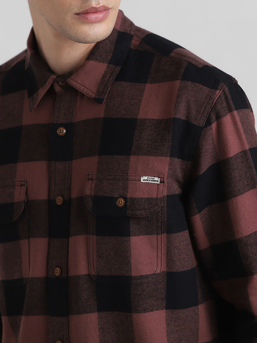 Warm Brown Check Print Shirt - Image 5