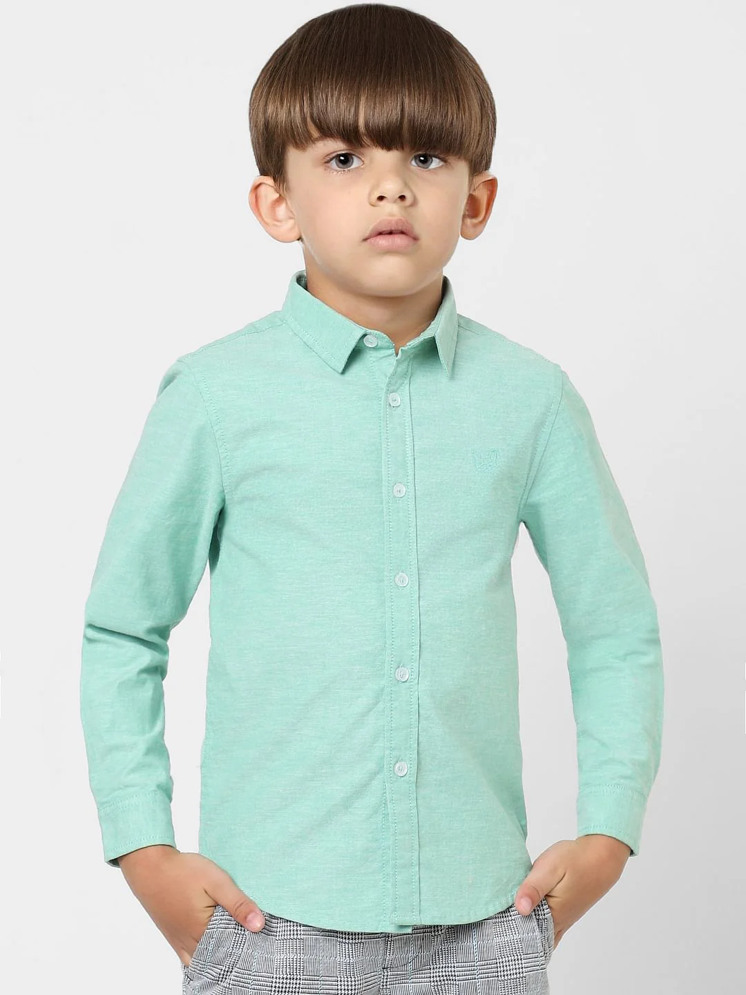 BOYS Green Full Sleeves Shirt