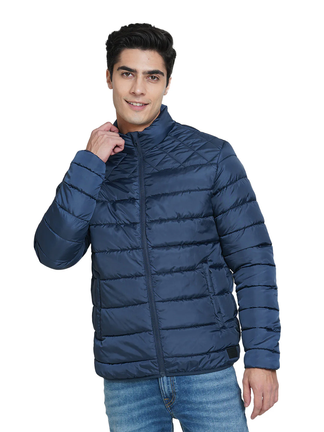 Blue Regular Fit Puffer Jacket - Image 3