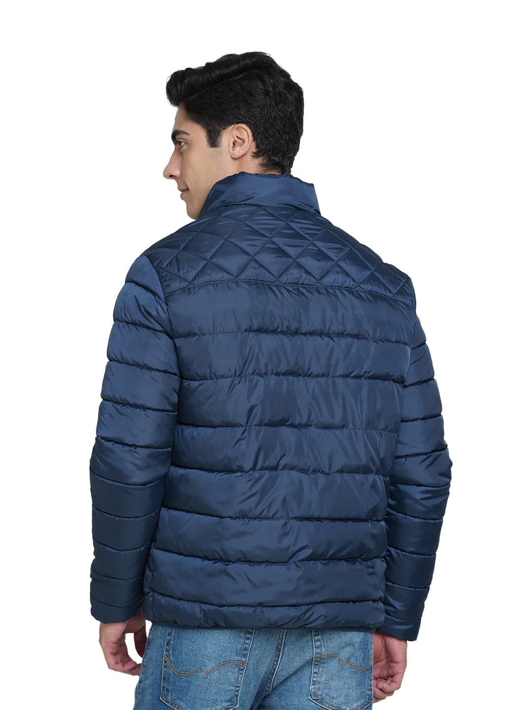 Blue Regular Fit Puffer Jacket - Image 4