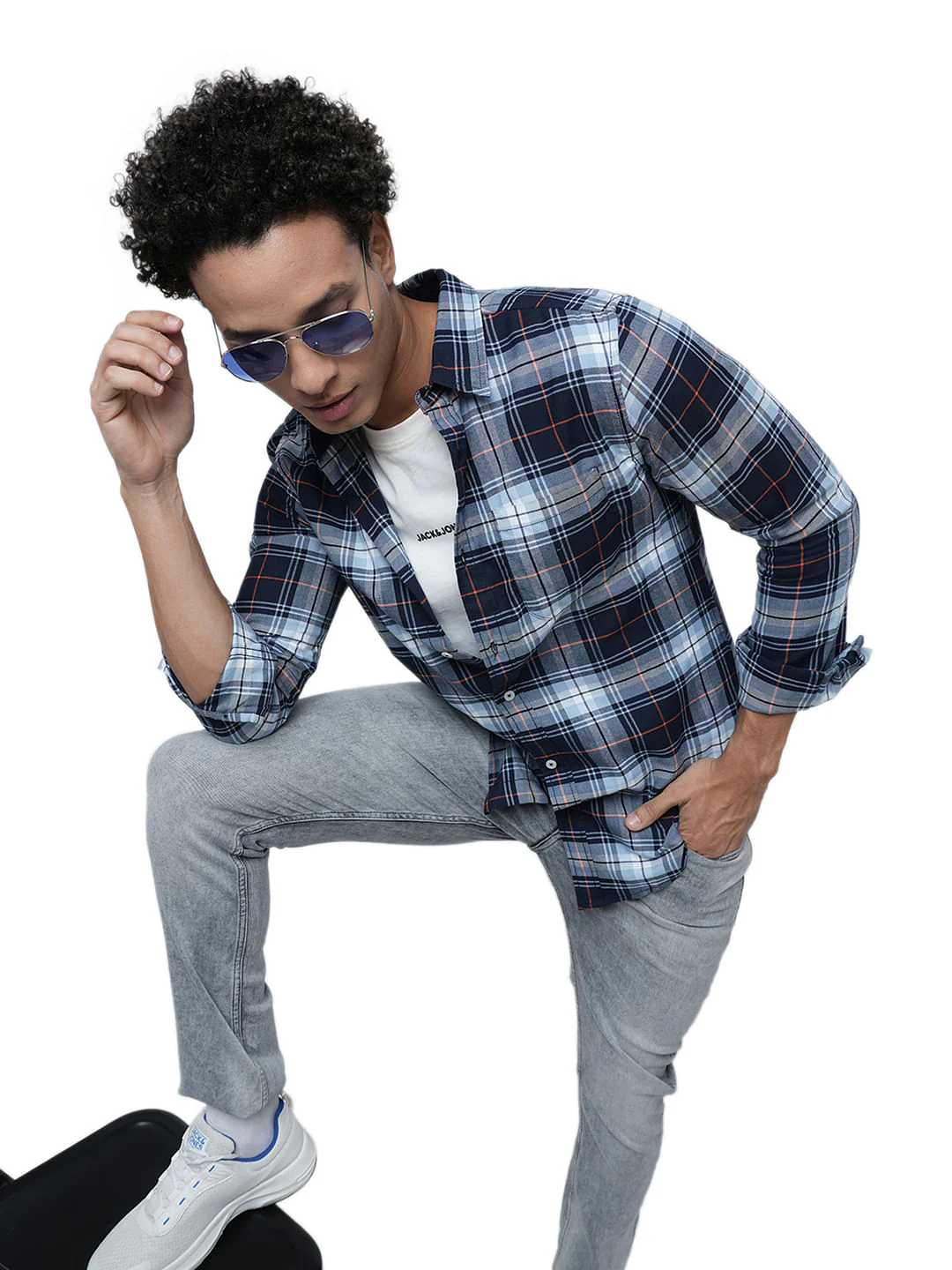 PRODUKT by JACK&JONES Blue Check Print Full Sleeves Shirt