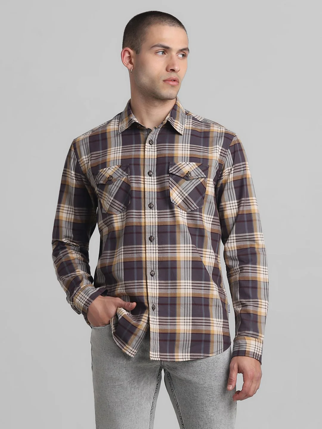 Brown Check Full Sleeves Shirt - Image 2