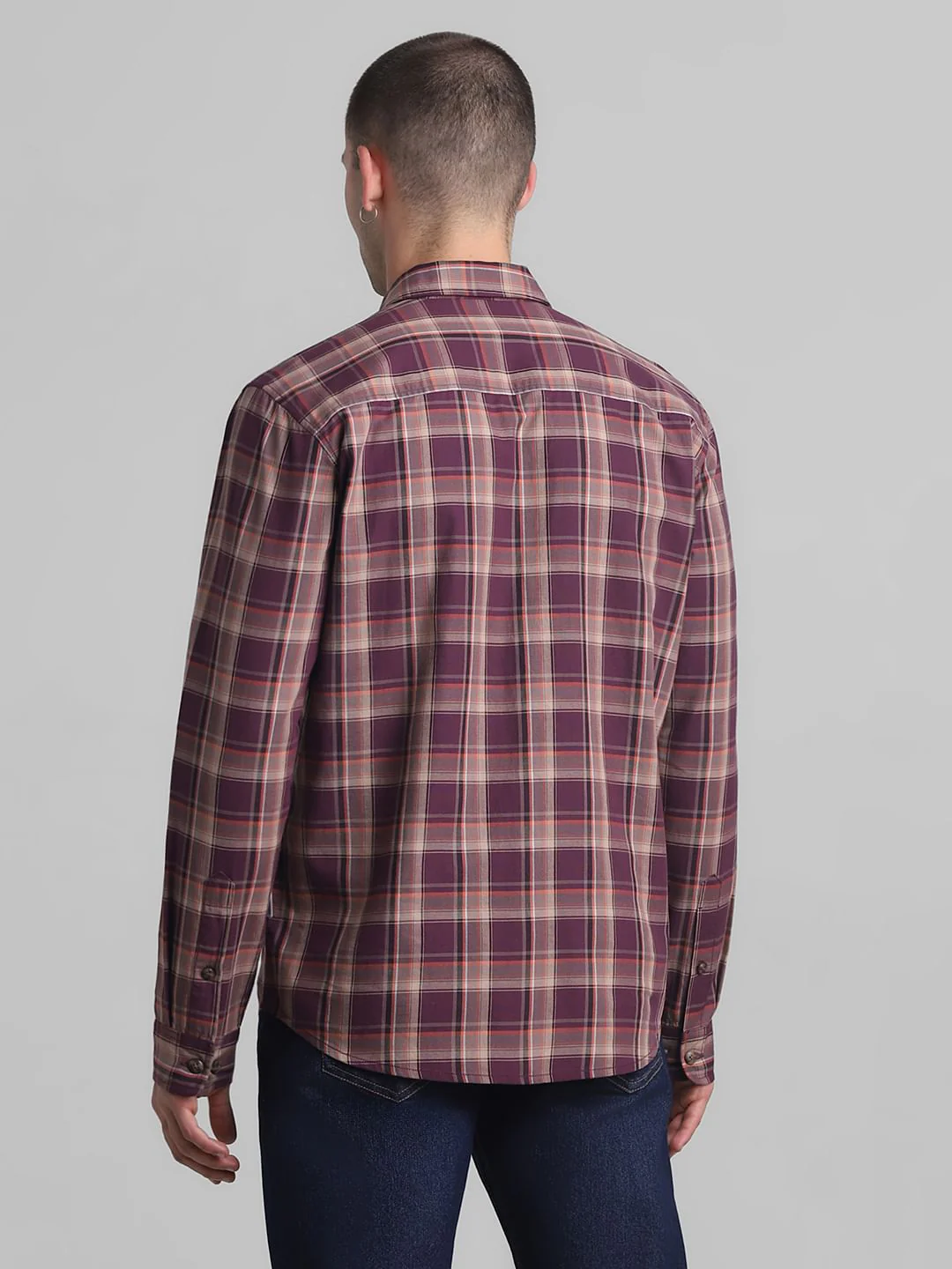Dark Red Check Full Sleeves Shirt - Image 4