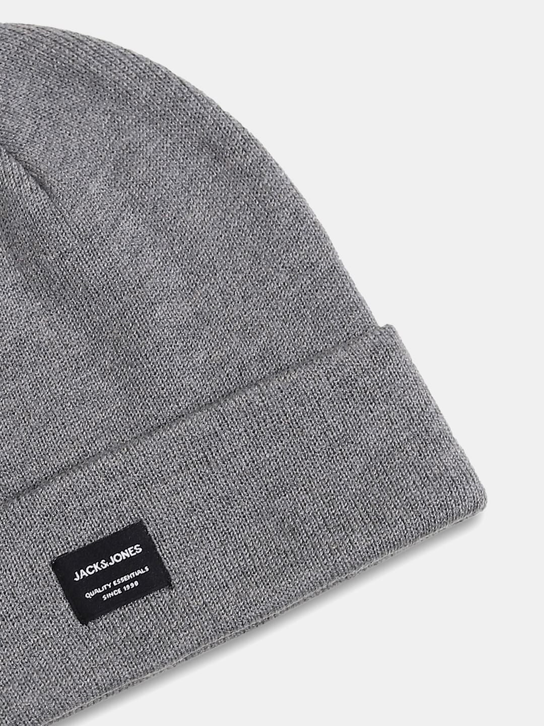 Grey Logo Patch Beanie - Image 3