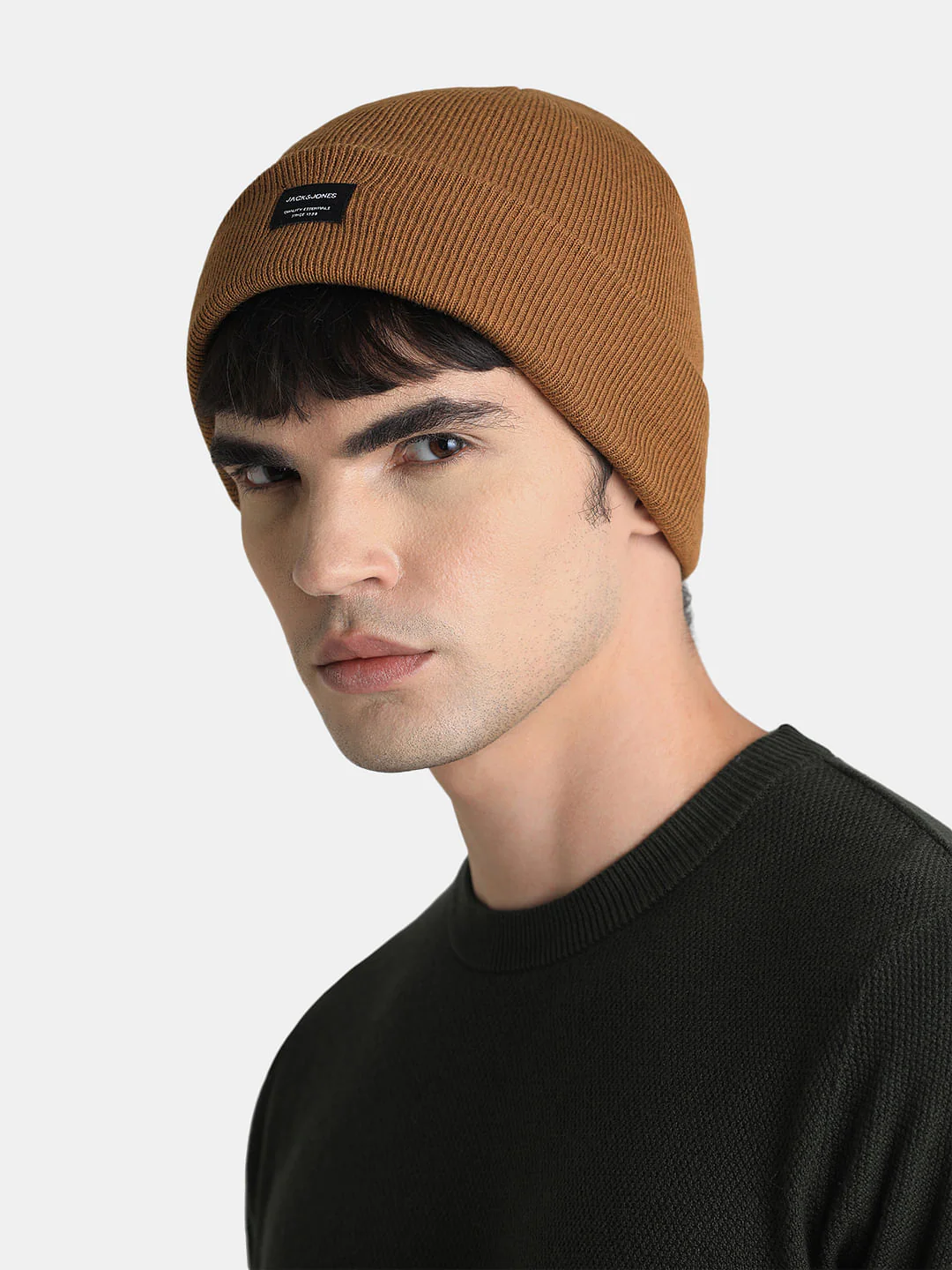 Brown Logo Patch Beanie - Image 4