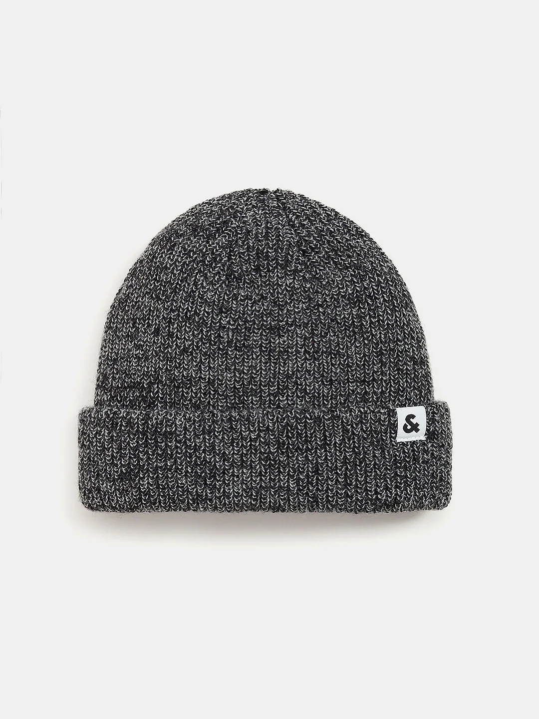 Black Twisted Knit Short Beanie