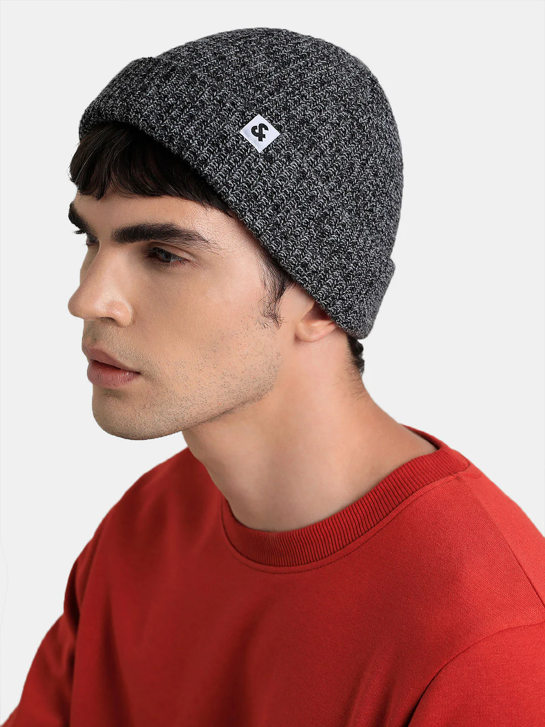 Black Twisted Knit Short Beanie - Image 4