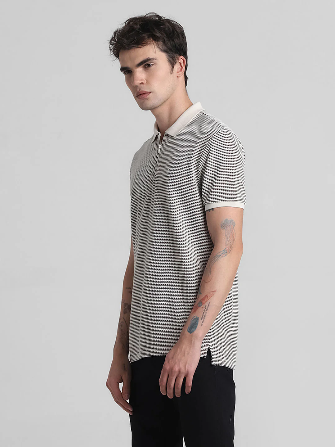 Jacquard Cotton Polo - Beige - Image 3
