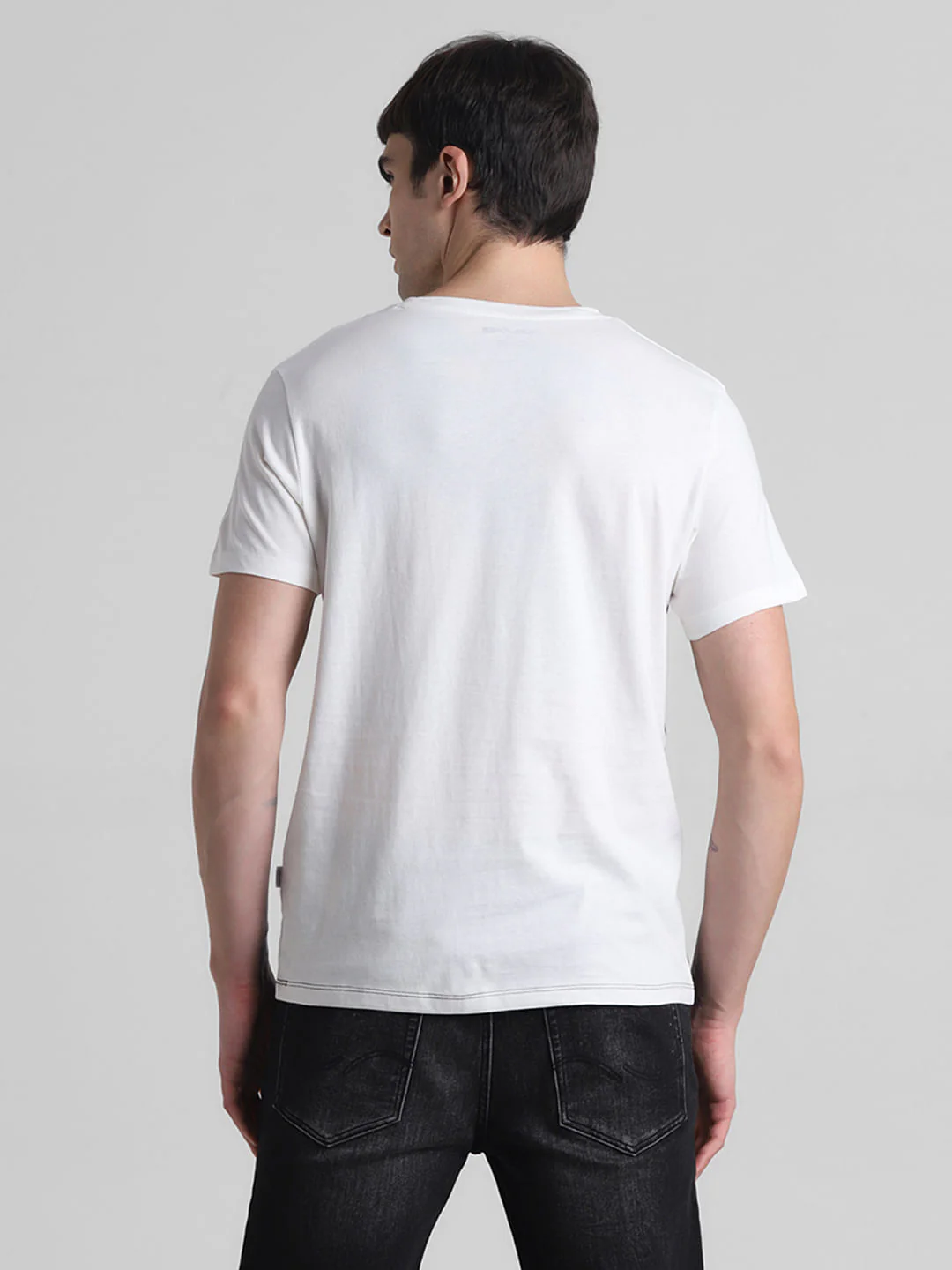 White Colourblocked Cotton T-shirt - Image 4