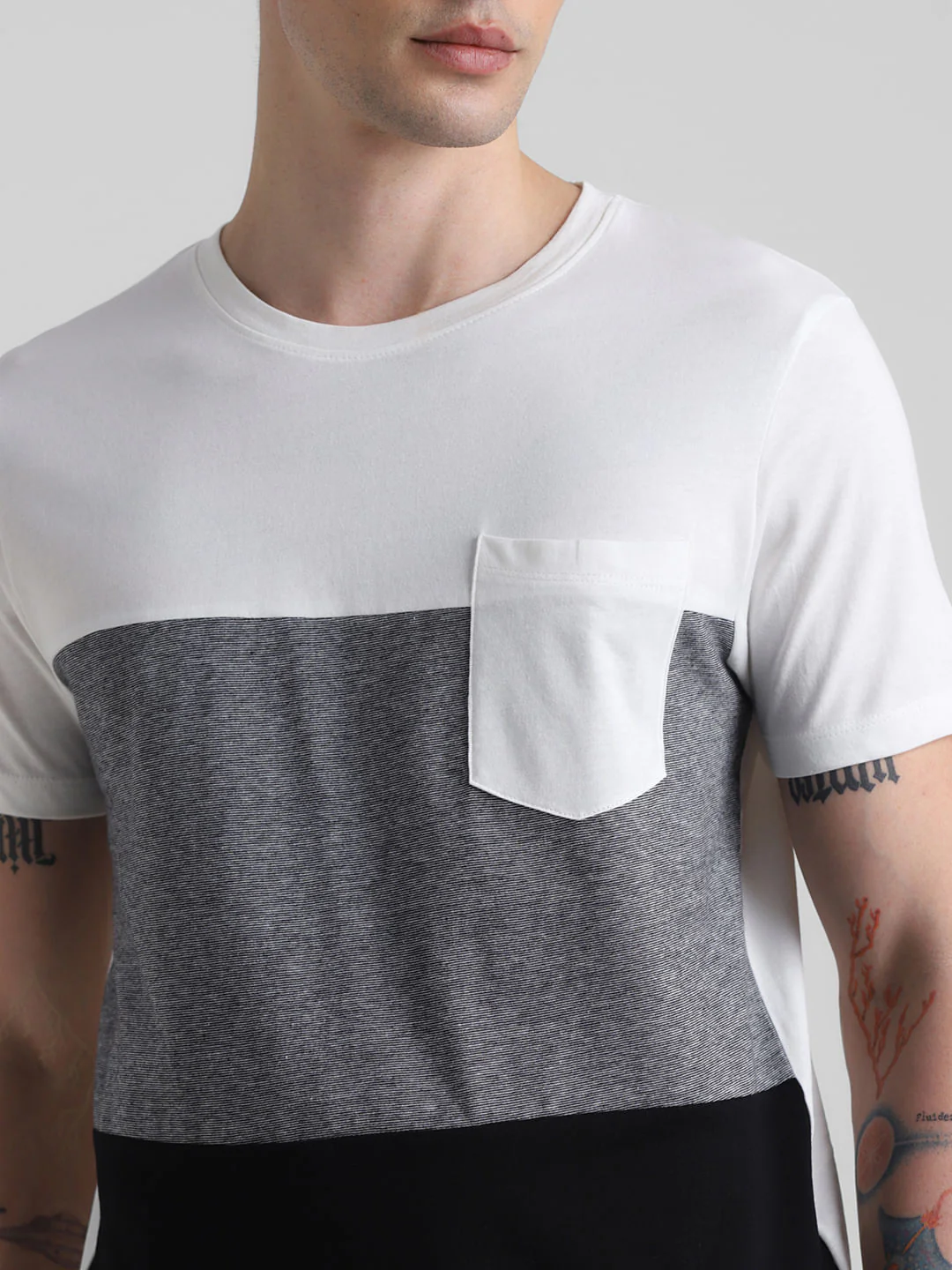 White Colourblocked Cotton T-shirt - Image 5