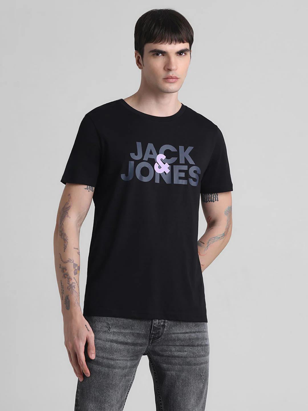 Black Logo Print Crew Neck T-shirt - Image 2