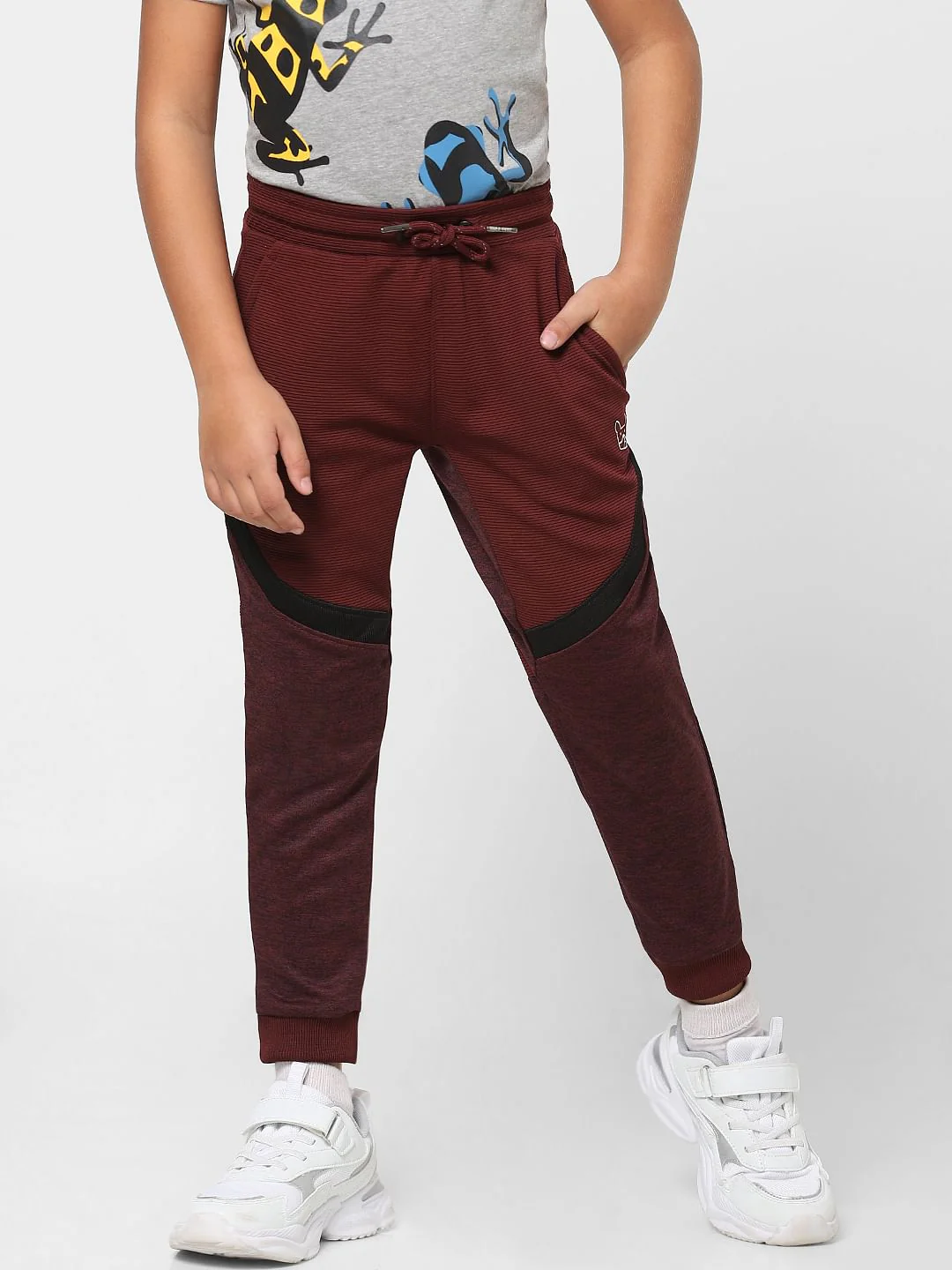 Boys Burgundy Low Rise Sweatpants - Image 2