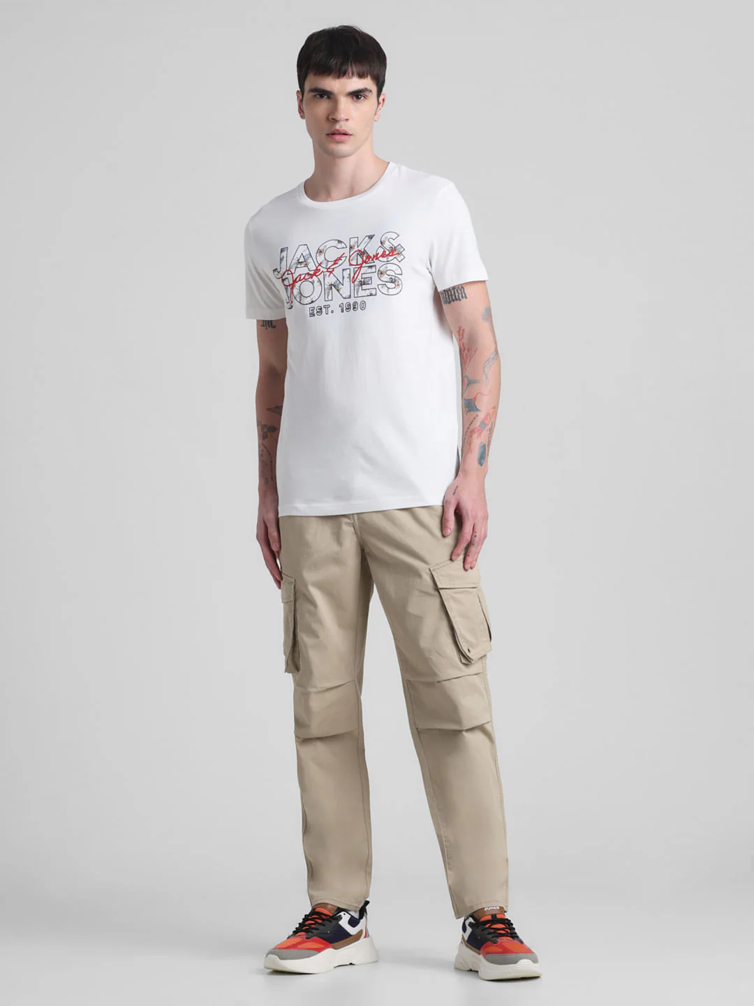 White Logo Print Crew Neck T-shirt - Image 6