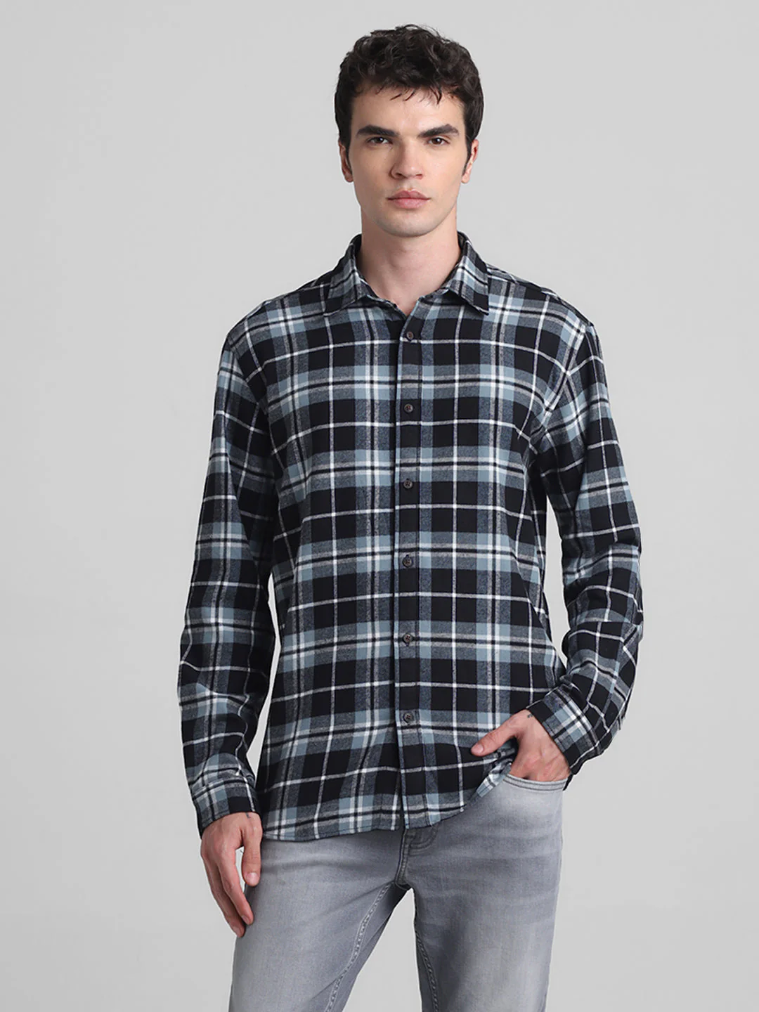 Men's Goblin Blue Checked Flannel Shirt Regular Fit - Image 2