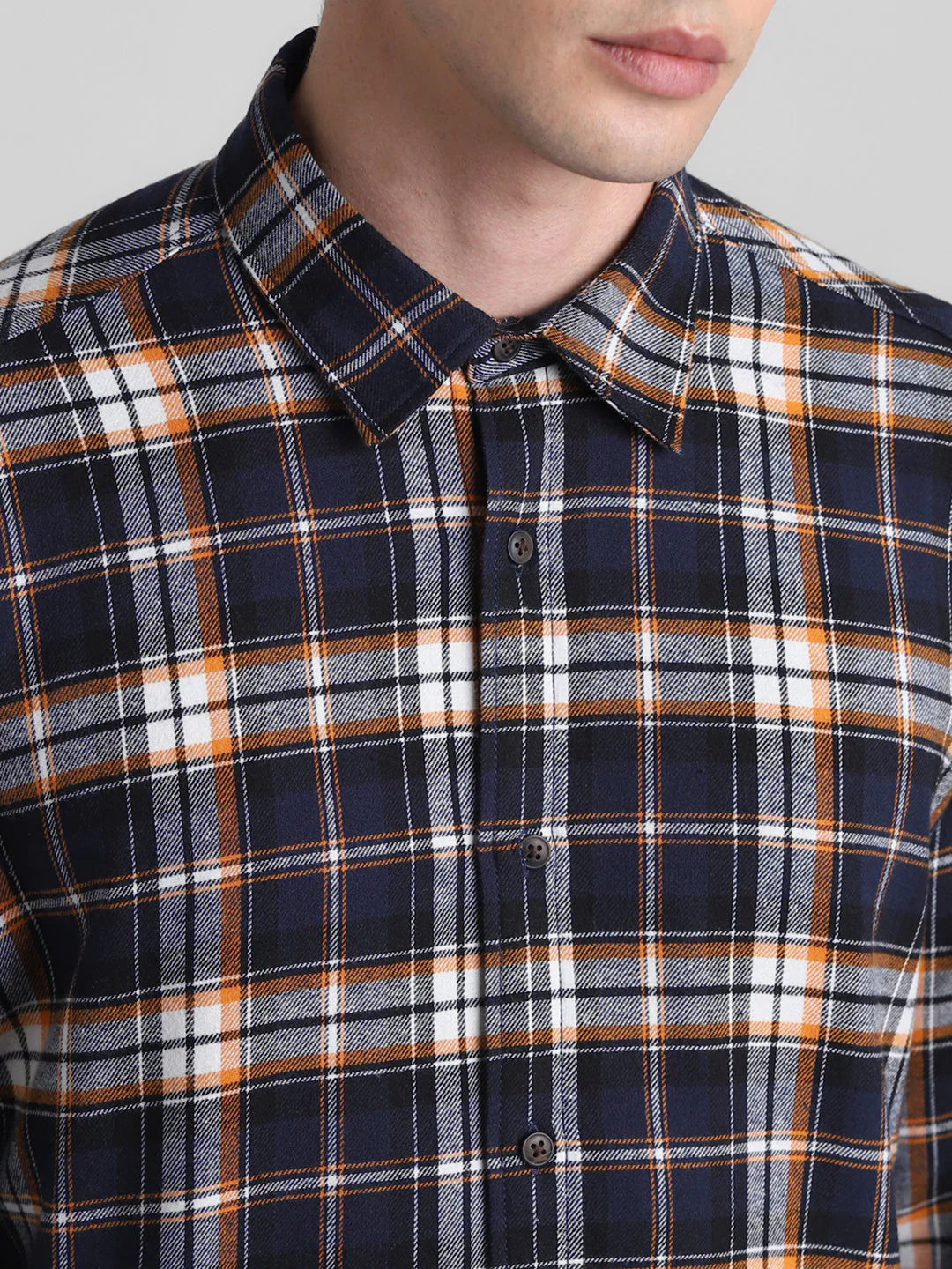 Dark Blue Flannel Check Shirt - Image 5