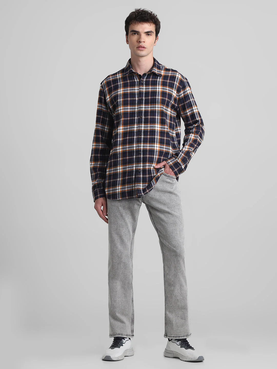 Dark Blue Flannel Check Shirt - Image 6