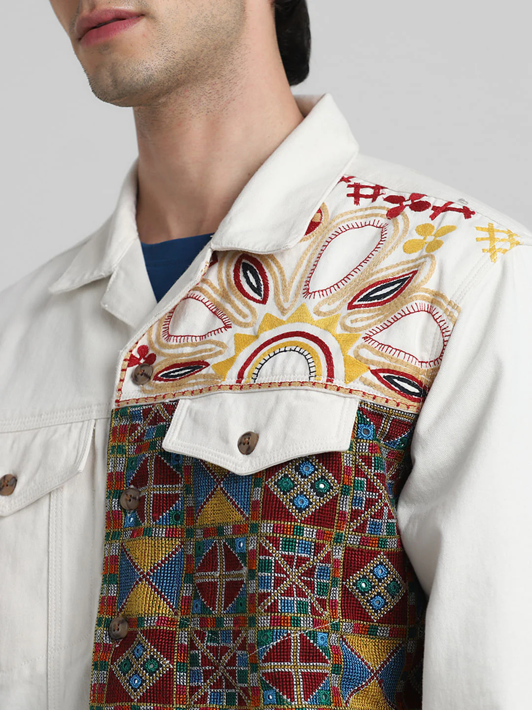 JACK&JONES X KUTCH WHITE ABSTRACT PRINT Oversized SHACKET - Image 5