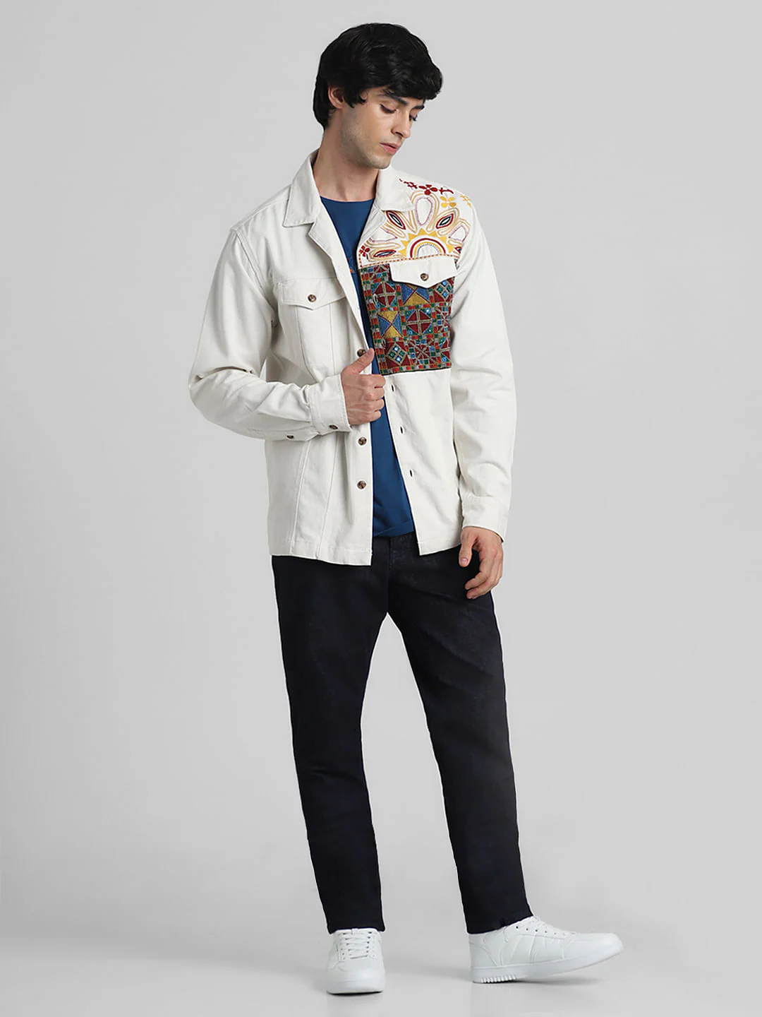 JACK&JONES X KUTCH WHITE ABSTRACT PRINT Oversized SHACKET - Image 6