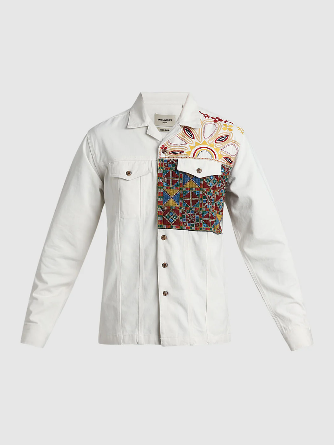 JACK&JONES X KUTCH WHITE ABSTRACT PRINT Oversized SHACKET - Image 7
