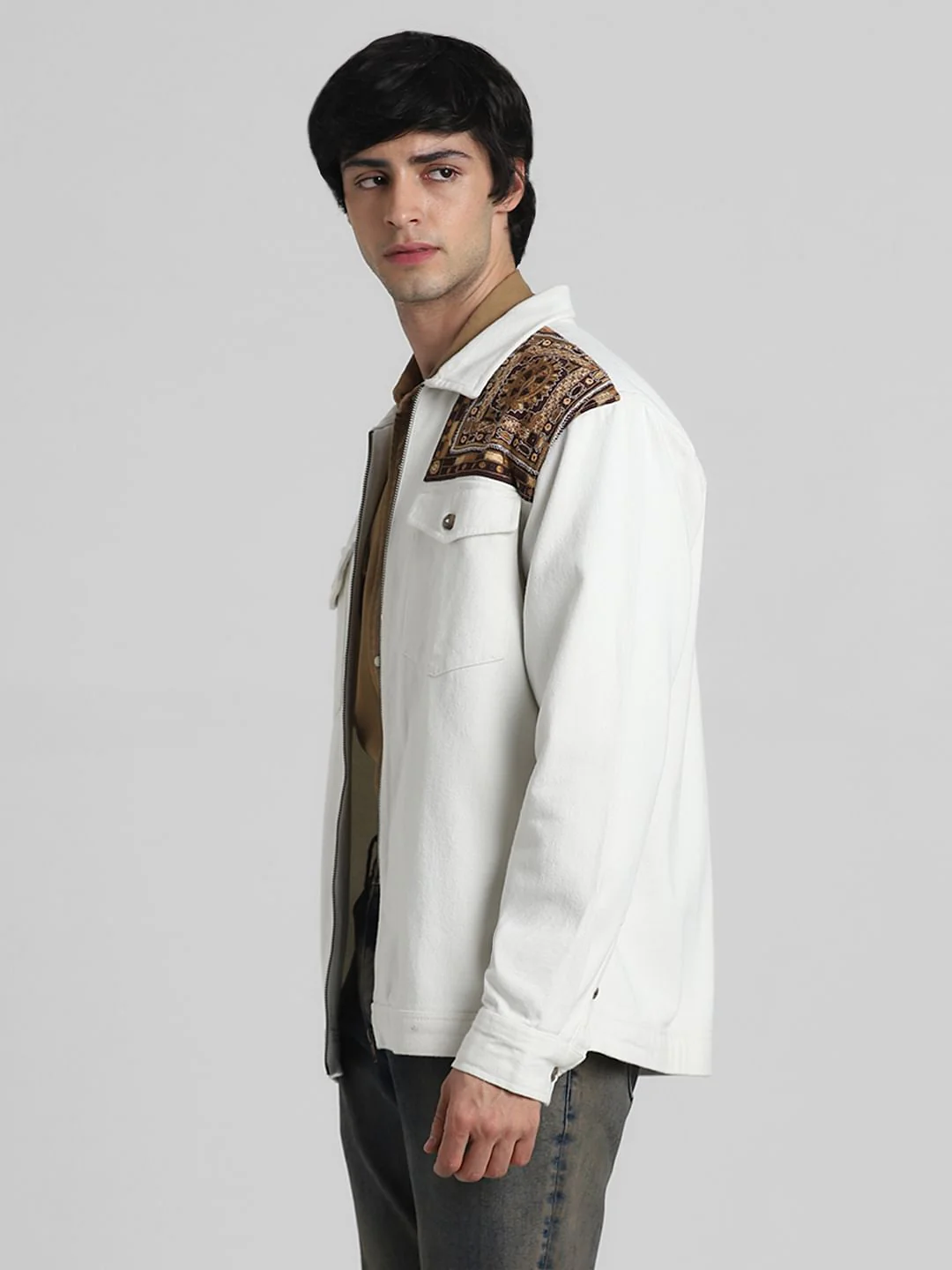 JACK&JONES X KUTCH WHITE EMBROIDERED DENIM Oversized SHACKET - Image 3