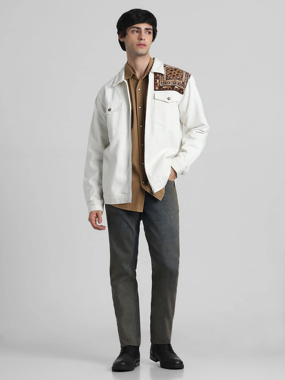 JACK&JONES X KUTCH WHITE EMBROIDERED DENIM Oversized SHACKET - Image 6