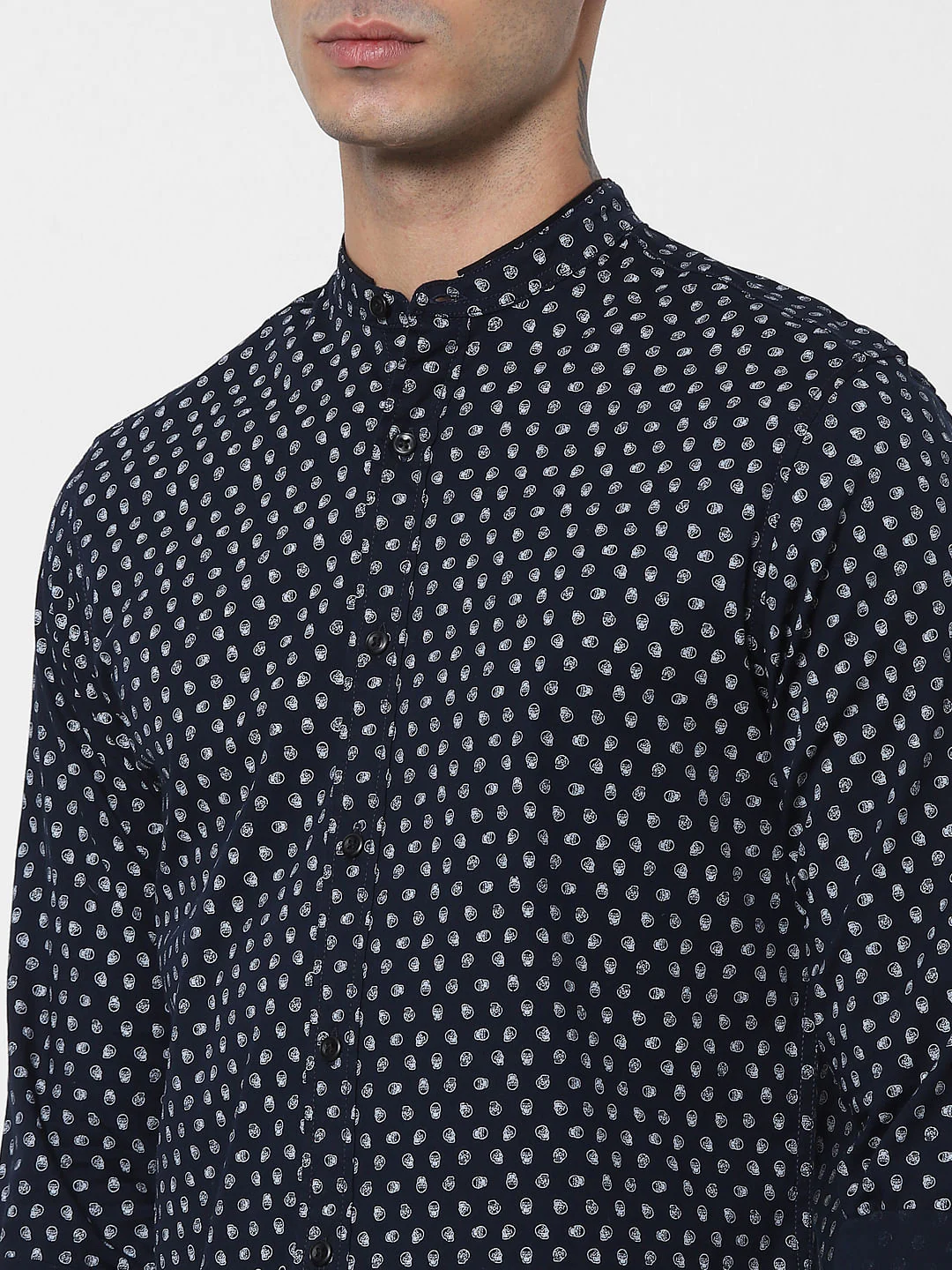 Navy Blue Printed Full Sleeves Shirt - Image 6