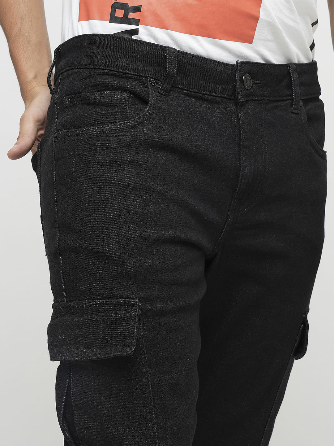 PRODUKT by JACK&JONES Black Pocket Detail Slim Fit Jeans - Image 6