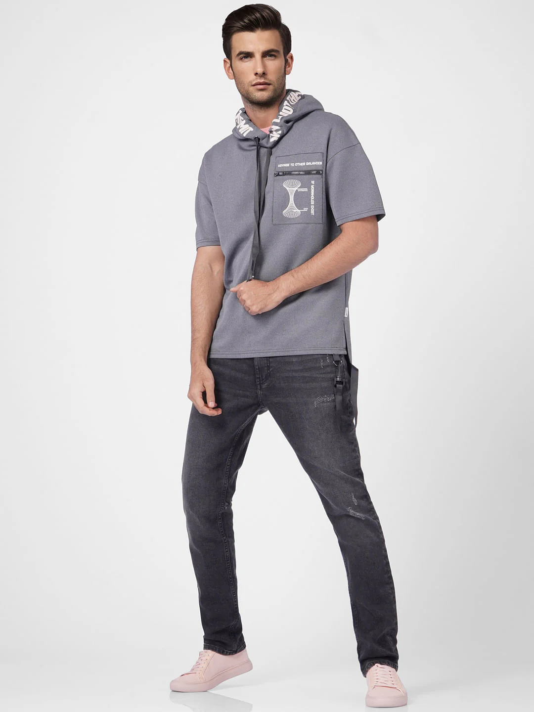 Black Low Rise Distressed Glenn Slim Jeans