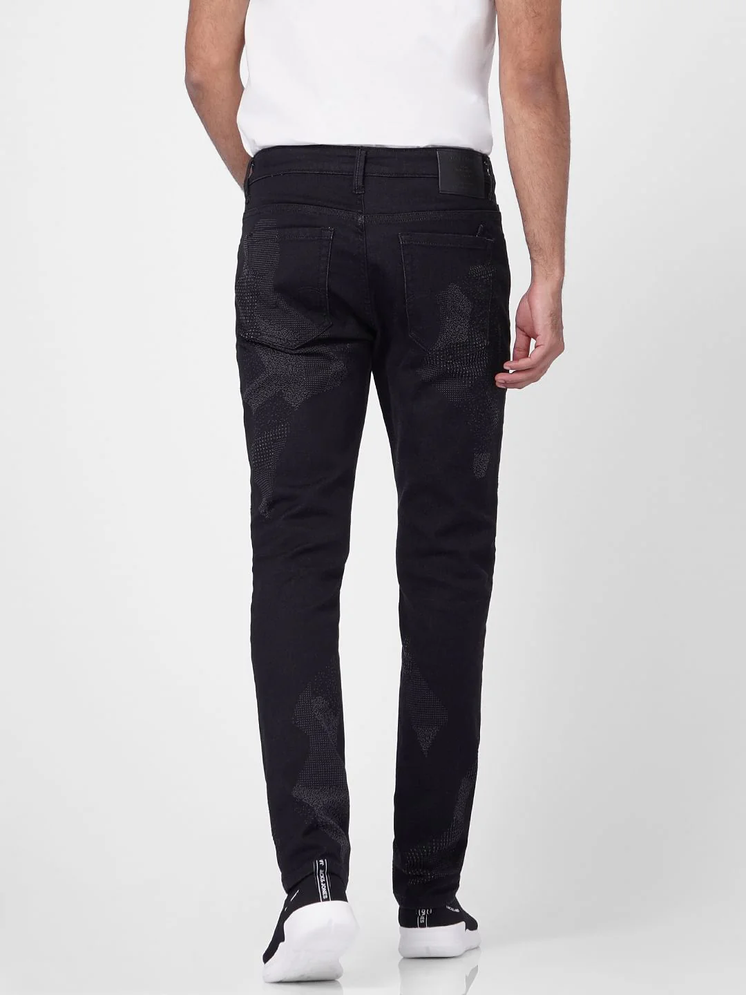 Black Low Rise Printed Glenn Slim Jeans - Image 4