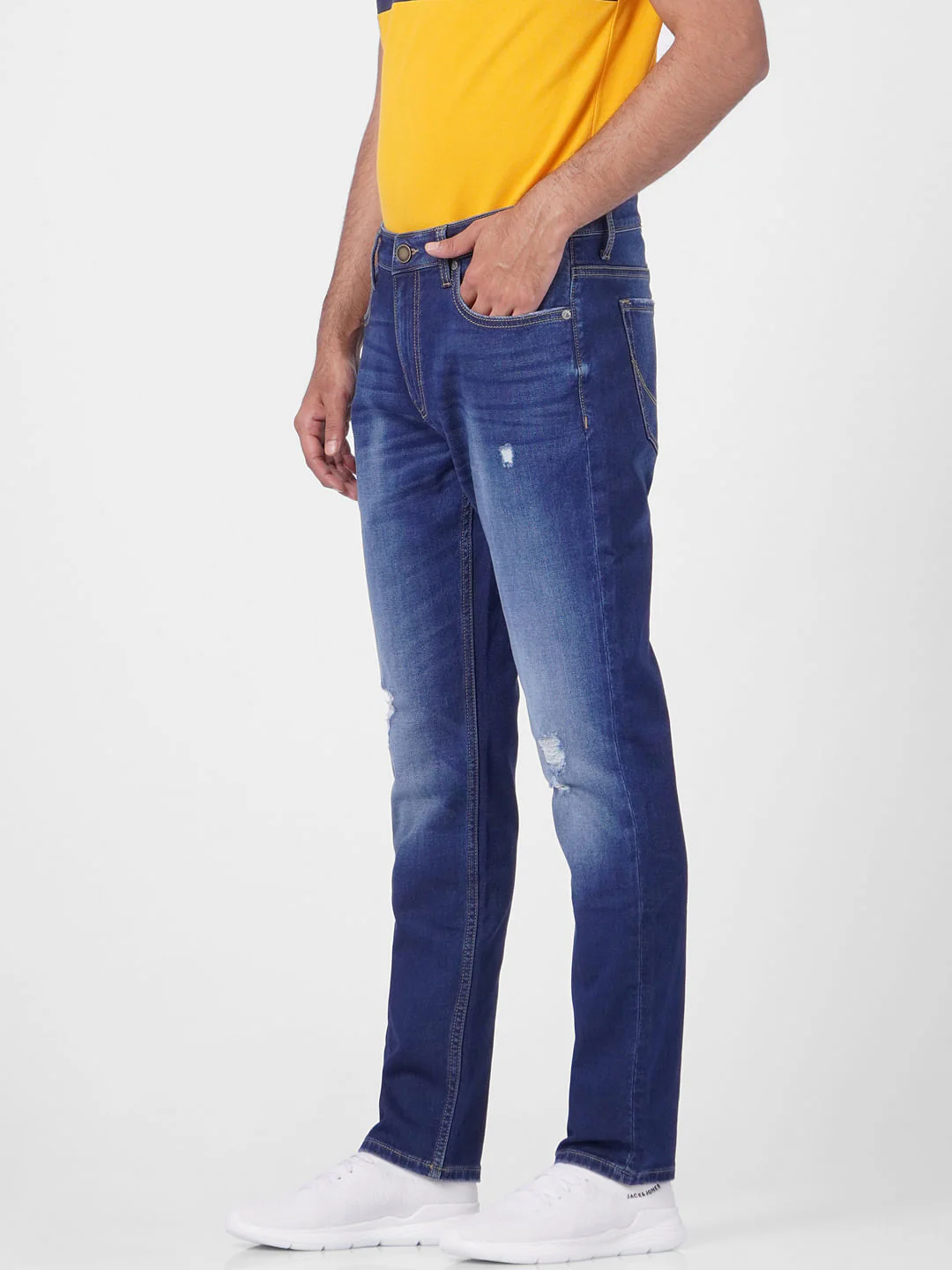 Dark Blue Low Rise Distressed Glenn Slim Jeans - Image 3