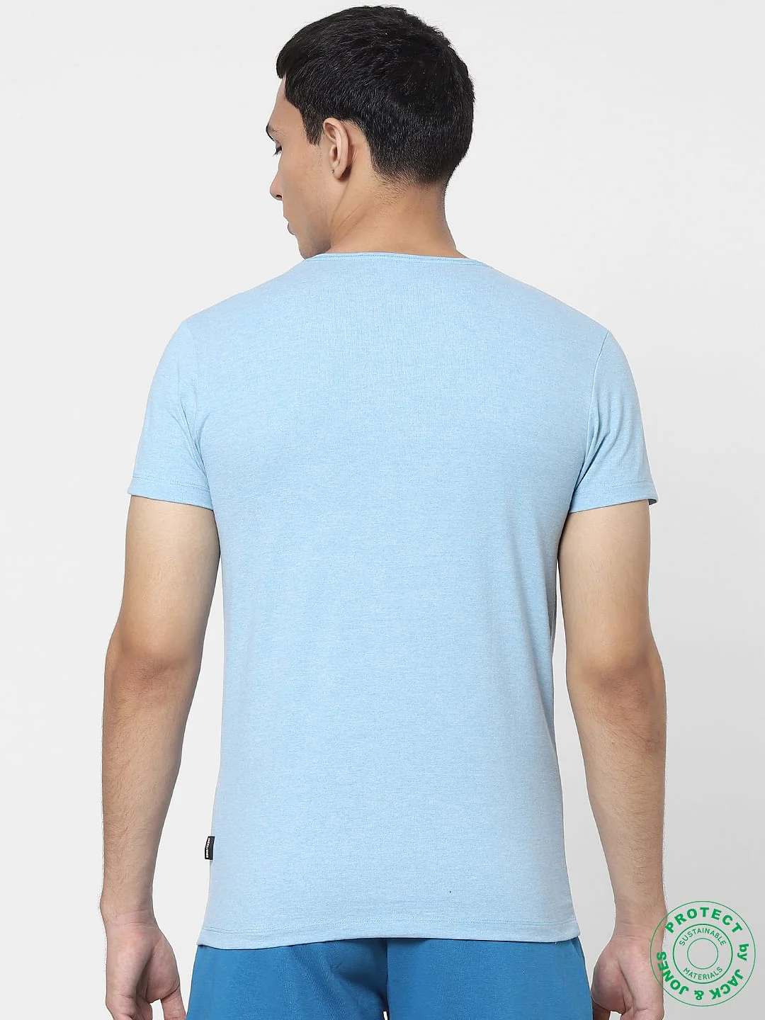 White & Blue V Neck T-shirts - Pack of 2 - Image 10