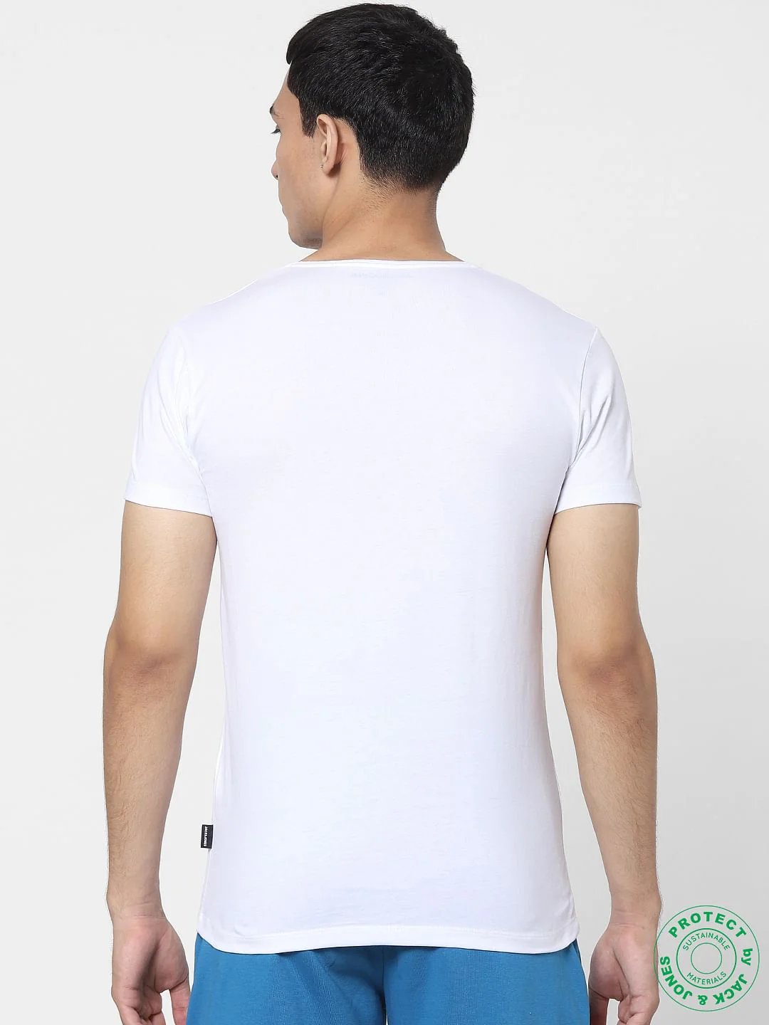 White & Blue V Neck T-shirts - Pack of 2 - Image 4