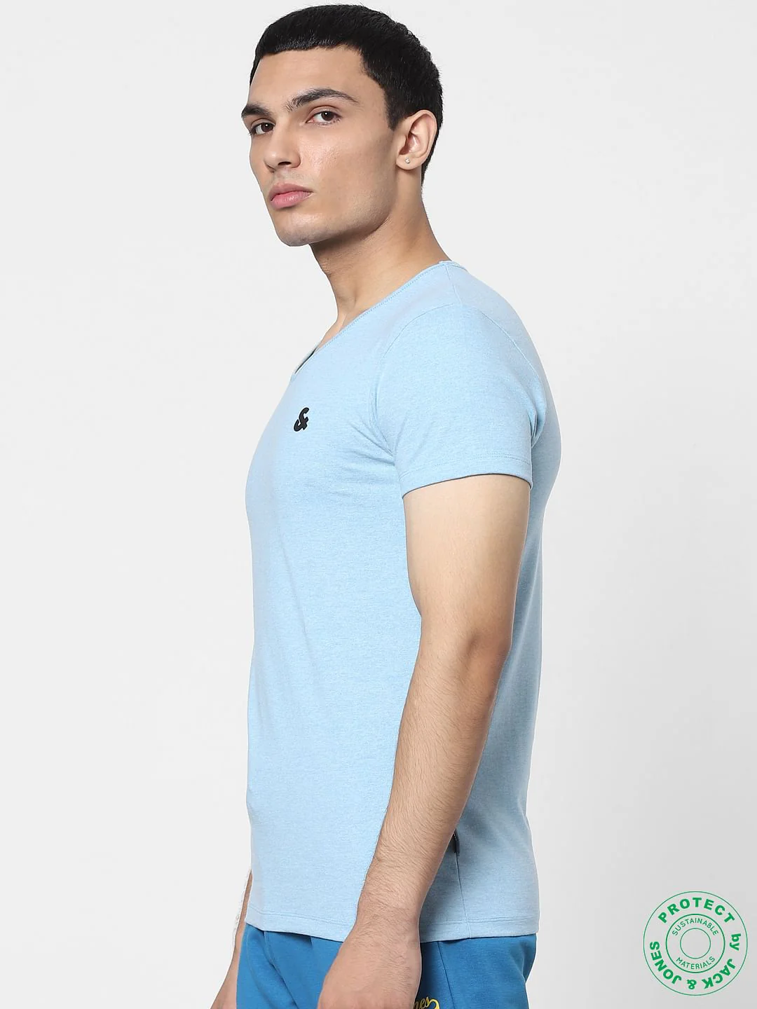 White & Blue V Neck T-shirts - Pack of 2 - Image 9