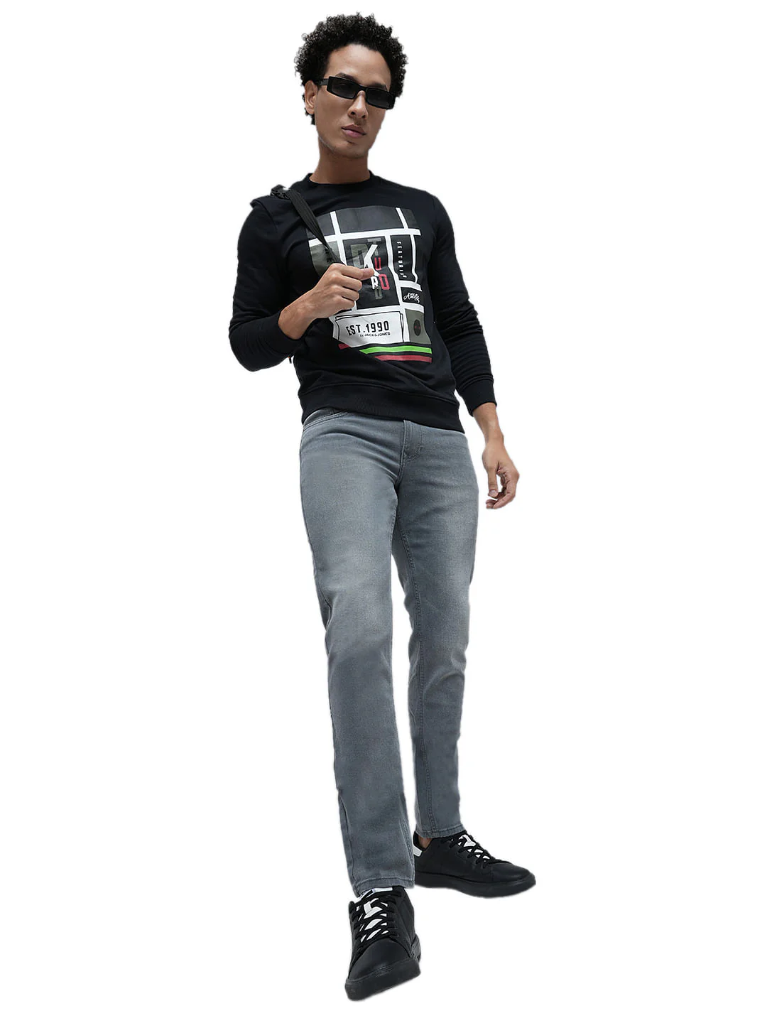 PRODUKT by JACK&JONES Light Grey Mid Rise Washed Slim Fit Jeans