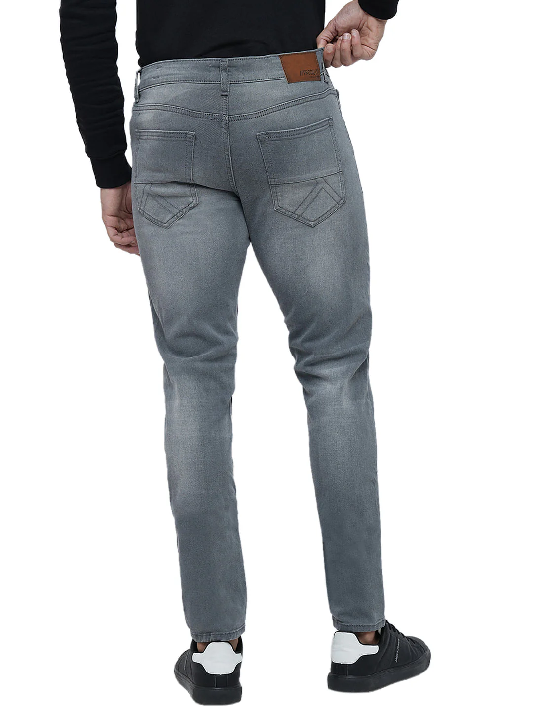PRODUKT by JACK&JONES Light Grey Mid Rise Washed Slim Fit Jeans - Image 4