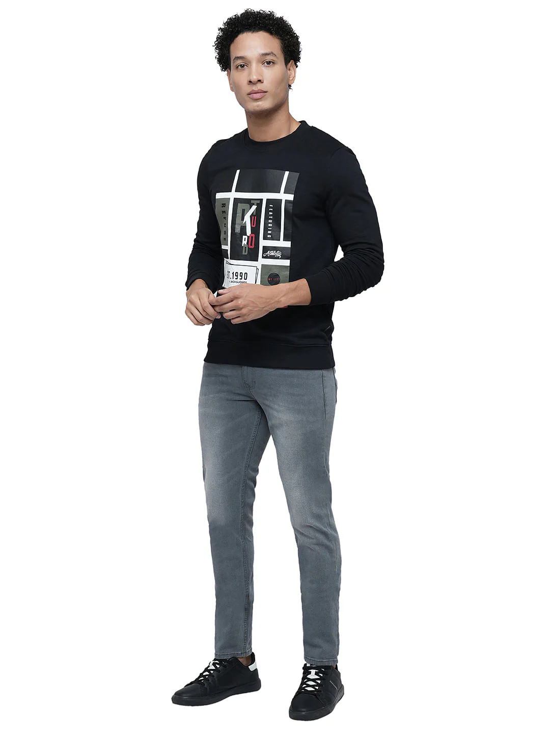 PRODUKT by JACK&JONES Light Grey Mid Rise Washed Slim Fit Jeans - Image 5